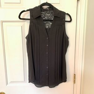 Black Express lace back tank blouse